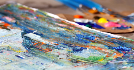 Art painting with acrylic colorsの写真素材