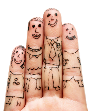Fingers Family isolated on white backgroundの写真素材