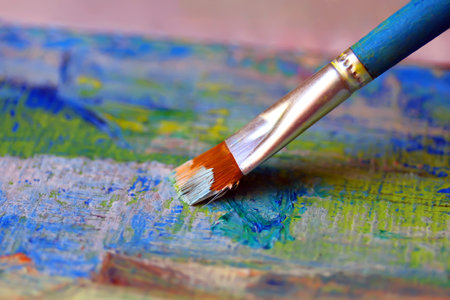 Closeup of brush and palette 