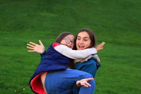 Happy family moments in the parkの写真素材