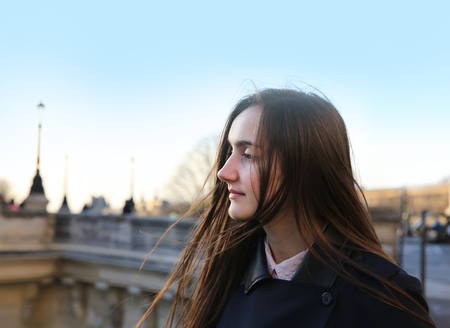 Beautiful girl enjoy in Paris, Franceの写真素材