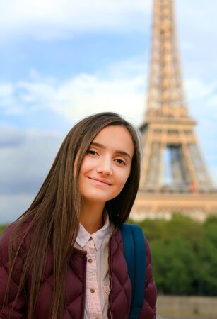 Beautiful girl have fun in the Parisの写真素材