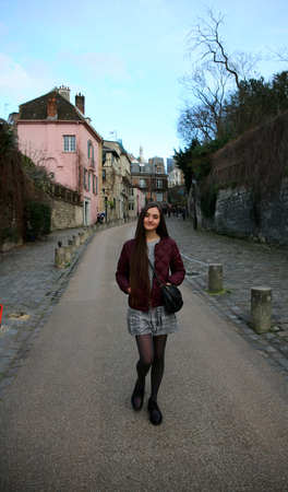 Beautiful teenage girl on Montmartre in Paris, Franceの写真素材