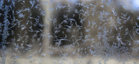 Natural frosty patterns on the glass