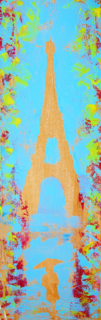 Abstract painting of the Paris Eiffel Tower with rainの写真素材