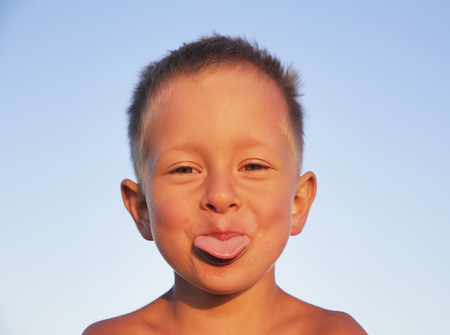 Little boy have fun on the beachの写真素材