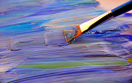 Closeup background of brush and palette.