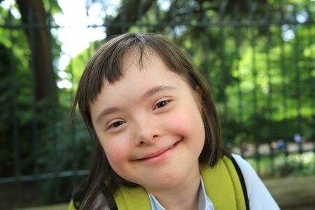 Little girl have fun outsideの写真素材