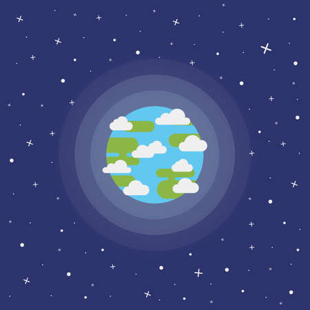Cartoon Earth Illustration. Earth in space. Flat Vector illustrationのイラスト素材