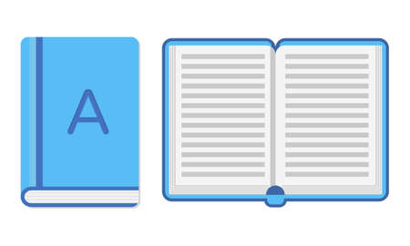 Flat book icon. Book cover, opened book. Vector illustration.のイラスト素材