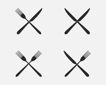 Set of restaurant icons. Fork and knife icons isolated on a white background.のイラスト素材