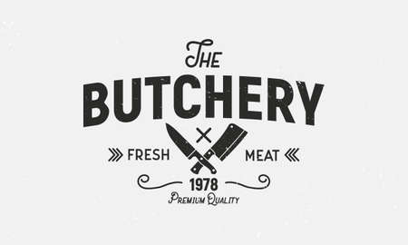 The Butchery - vintage logo concept. Logo of Butchery meat shop with Meat knives.のイラスト素材