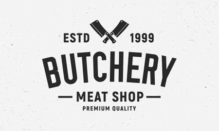 Butchery meat shop - vintage concept. vector of Butchery meat shop with Meat knives. Grunge texture. Vector illustrationのイラスト素材