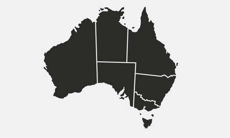 Australia map with regions isolated on a white background. Australian map. Vector illustrationのイラスト素材