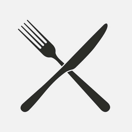 Fork and knife vector icon. Fork and knife isolated on white background. Restaurant iconのイラスト素材