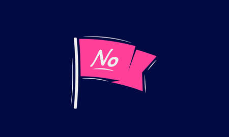 Flag banner with text No. Ribbon flag in modern vintage style. Hand drawn design element. Vector illustrationのイラスト素材