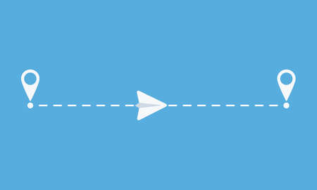 Paper plane flight from starting to end point. Modern infographic. Email, Message business concept. Vector illustrationのイラスト素材