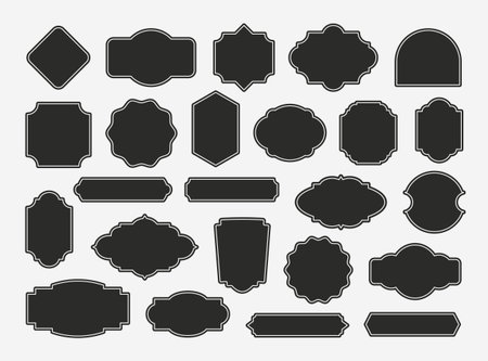 Set of Vintage blank labels and frames. Old design decorative banners. Retro tags templates for packaging, logos and badges. Vector illustrationのイラスト素材
