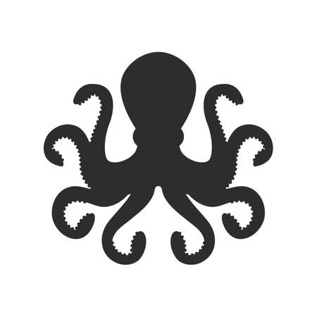 Vector Octopus silhouette. Octopus silhouette icon isolated on white background.のイラスト素材