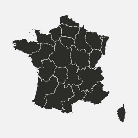 France map isolated on white background. France map with regions, states. Vector template.のイラスト素材