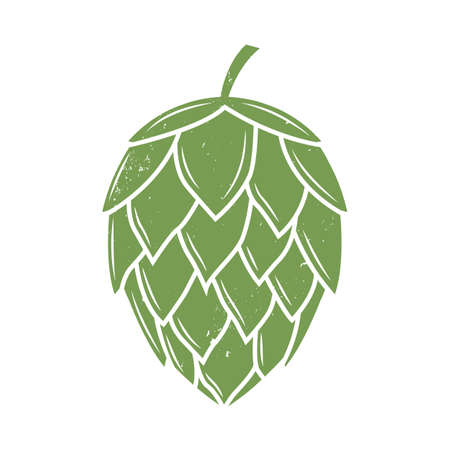 Vintage hop icon with grunge texture. Beer, Pub design. Vector illustrationのイラスト素材