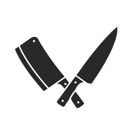 Butcher icon. Meat knives isolated on white background. Meat cleaver and Chef's knife icons. Vector illustrationのイラスト素材