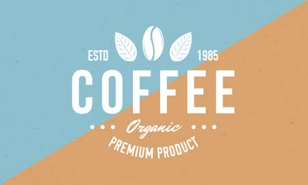 Coffee vintage minimal logo template. Coffee emblem with coffee bean. Logo design for cafe, restaurant and packaging. Vector illustrationのイラスト素材