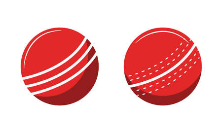 Vector Cricket balls icons isolated on white background. Vintage cricket ball set. Design elements for poster, emblem. Sport icons. Vector illustrationのイラスト素材