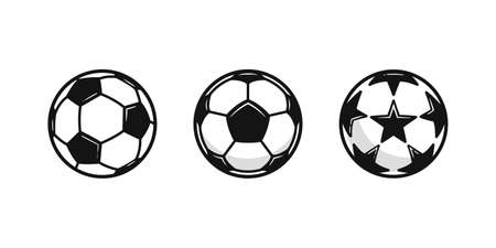 Soccer balls icons isolated on white background. Design elements for poster, emblem. Sport ball icons. Vector illustrationのイラスト素材