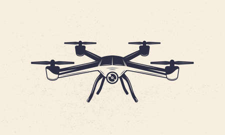 Vintage drone isolated on white background. Vector illustrationのイラスト素材