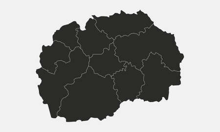 North Macedonia map with regions isolated on white background. Outline Map of North Macedonia. Vector illustrationのイラスト素材