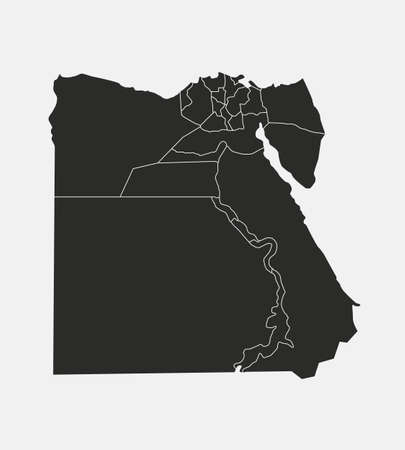 Egypt map with regions isolated on white background. Outline Map of Egypt. Vector illustrationのイラスト素材