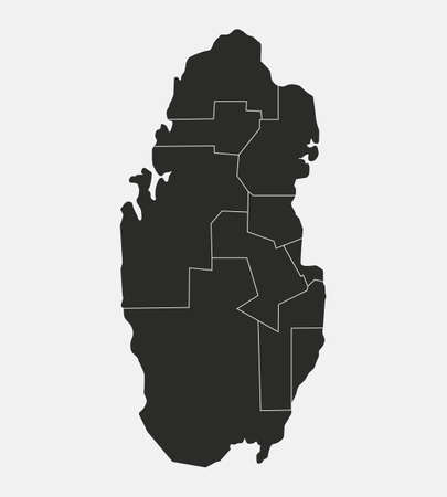 Qatar map with regions, provinces isolated on white background. Outline Map of Qatar. Vector illustrationのイラスト素材