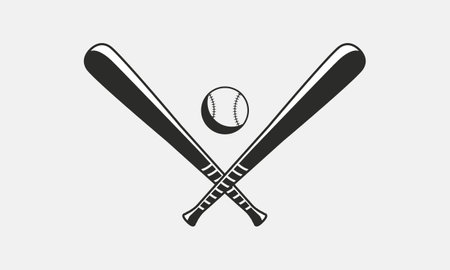 Baseball bats and ball icons isolated on white background. Crossed Baseball bats. Vintage design elements for logo. Vector illustrationのイラスト素材