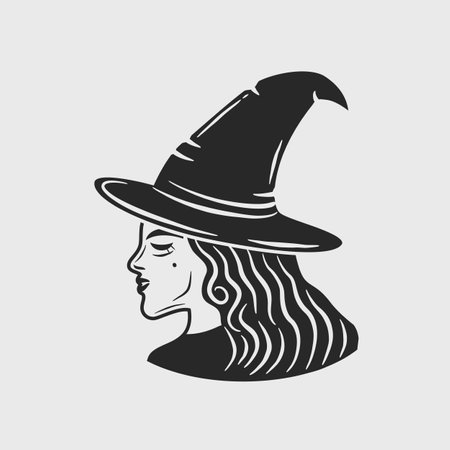 Cute Witch icon. Witch icon isolated on white background. Print for t-shirt, typography. Vector illustrationのイラスト素材