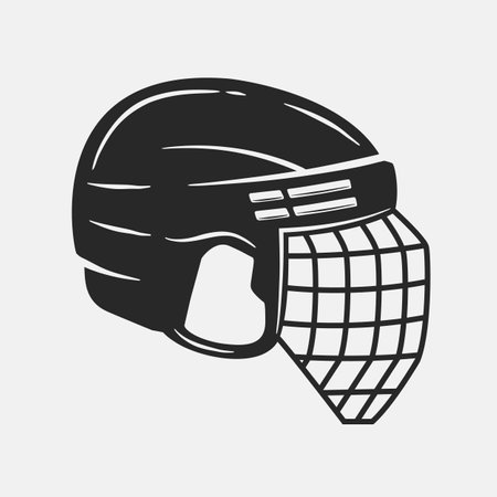 Ice Hockey helmet icon isolated on white background. Element for logo, label, emblem. Print for t-shirt, typography. Vector illustrationのイラスト素材