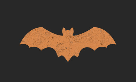 Bat silhouettes isolated on black background. Bat icon with grunge texture. Design element for , badges, banners, labels, posters. Vector illustrationのイラスト素材