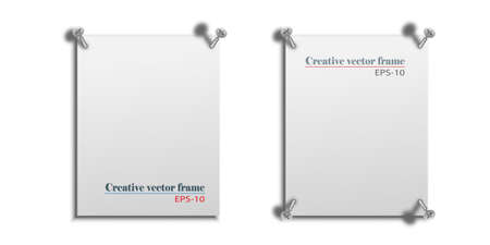 White sheet of paper bolted with screws. Creative frame. Background for advertising. Vector illustration eps-10のイラスト素材