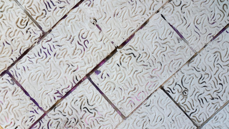 Decorative tiles. Wall lined with decorative tiles.