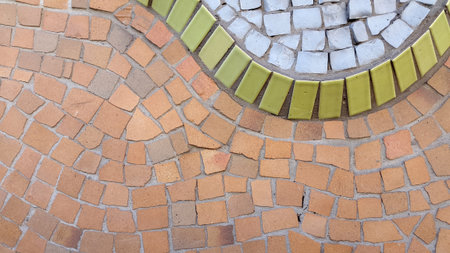 Mosaic. Ceramic mosaic. Mosaic wall. Ceramic coating. Vintage background