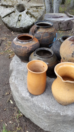 Clay pots. Old pots. Ancient Clay Pots. Vintage photo