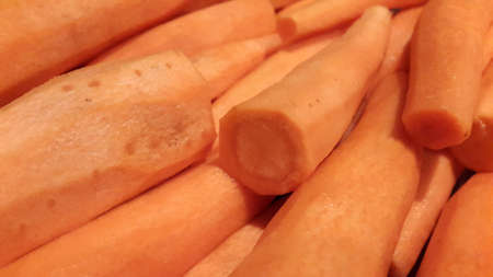 Ripe peeled carrots. Peeled carrots for cookingの写真素材