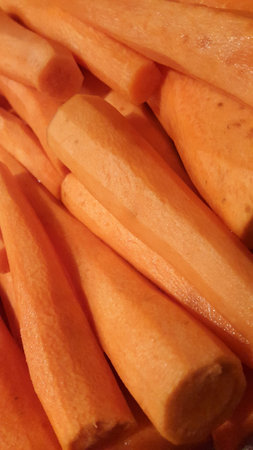 Ripe peeled carrots. Peeled carrots for cookingの写真素材