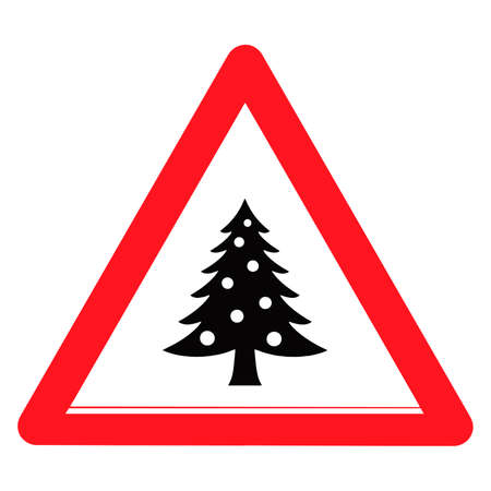 Drawn Christmas tree in a triangle. Warning sign. Vector illustration eps-10のイラスト素材