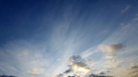 Evening sky at sunset. Evening sky with cloudsの写真素材