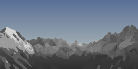 Mountain landscape. Winter landscape in the mountains. Vector illustrationのイラスト素材