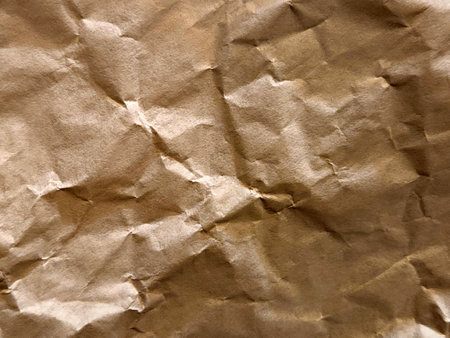 Crumpled paper. Crumpled light parchment. Vintage crumpled paper backgroundの写真素材