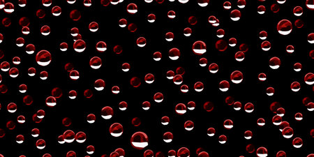 Drops of liquid on a black background. Seamless background of transparent drops. Vector illustrationのイラスト素材