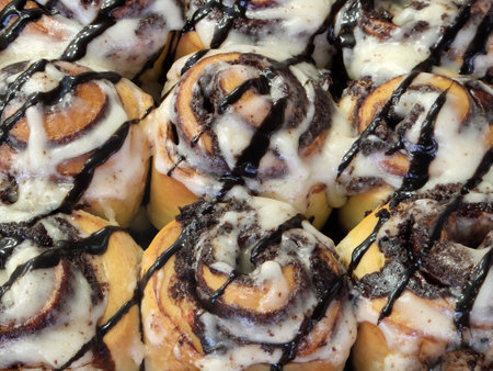 Cinnabon. Confectionery Sweet pastries for restaurants and cafesの写真素材
