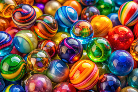 Rainbow glass balls. Background of colorful glass ballsの写真素材
